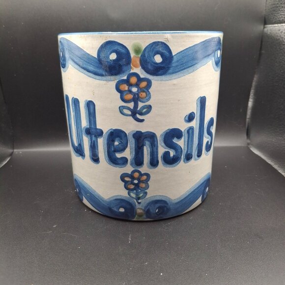 MA Hadley Vintage Hand-Painted Ceramic Utensil Holder Floral - Picture 1 of 9